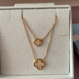 Double Layer Gold Clover Necklace